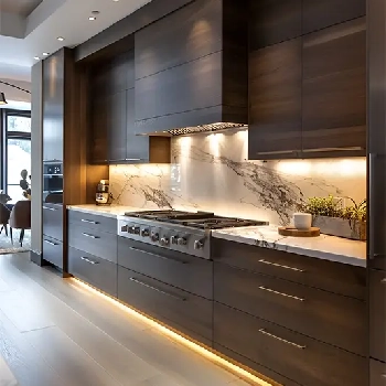 Under cabinet lighting in modern kitchen