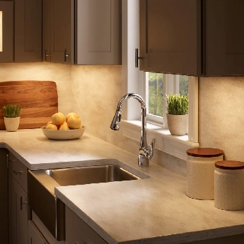 Luxury hardware on kitchen cabinetry